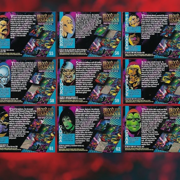 1994 Marvel Trading Cards - Blood & Thunder Full Set of 9 - Picture 2 of 11